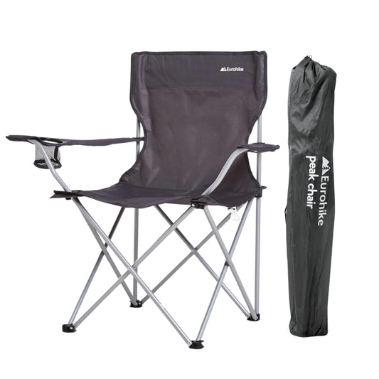 Eurohike Peak Folding Chair – Lightweight, Portable with Drinks Holder & Arm Rests – Grey