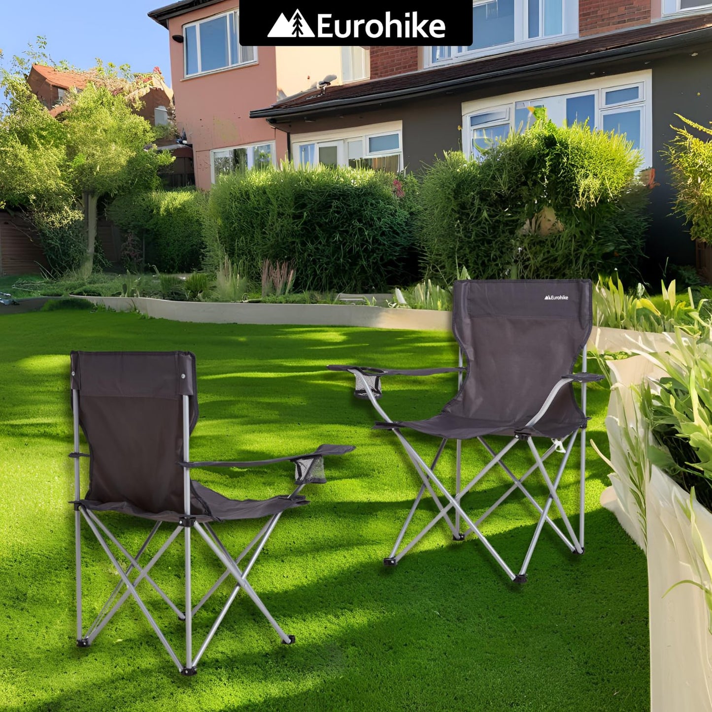Eurohike Peak Folding Chair – Lightweight, Portable with Drinks Holder & Arm Rests – Grey